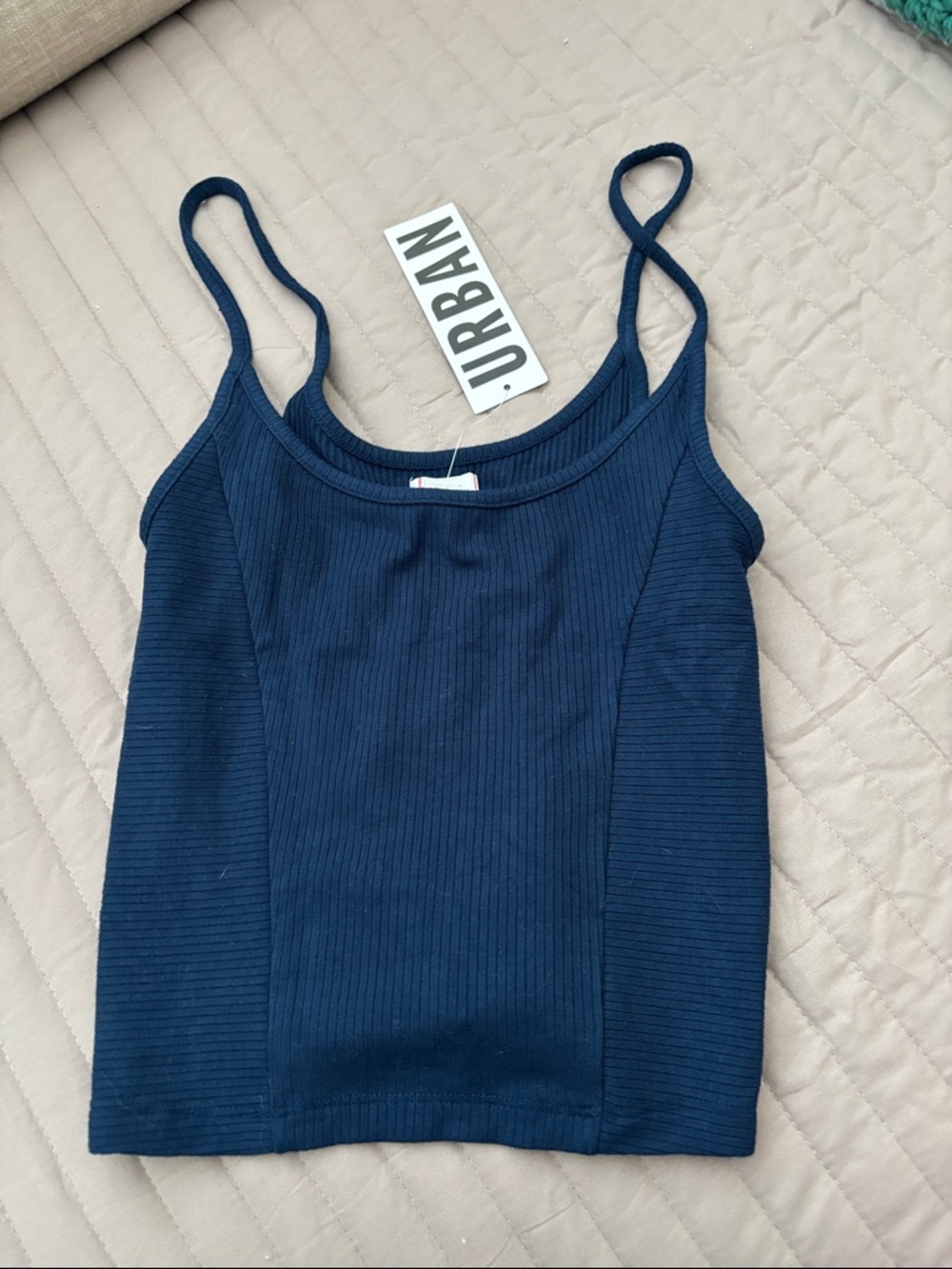 Urban Outfitters Navy Ribbed Spaghetti-Strap Camisole